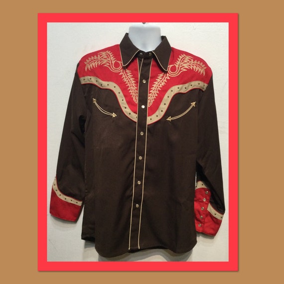 1950s vintage reproduction embroidered western shi