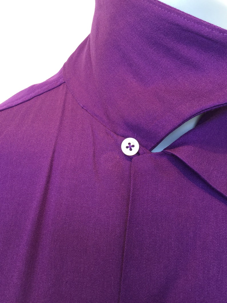 Available in X large 1950s vintage reproduction Hollywood Rogue purple rayon gabardine shirt