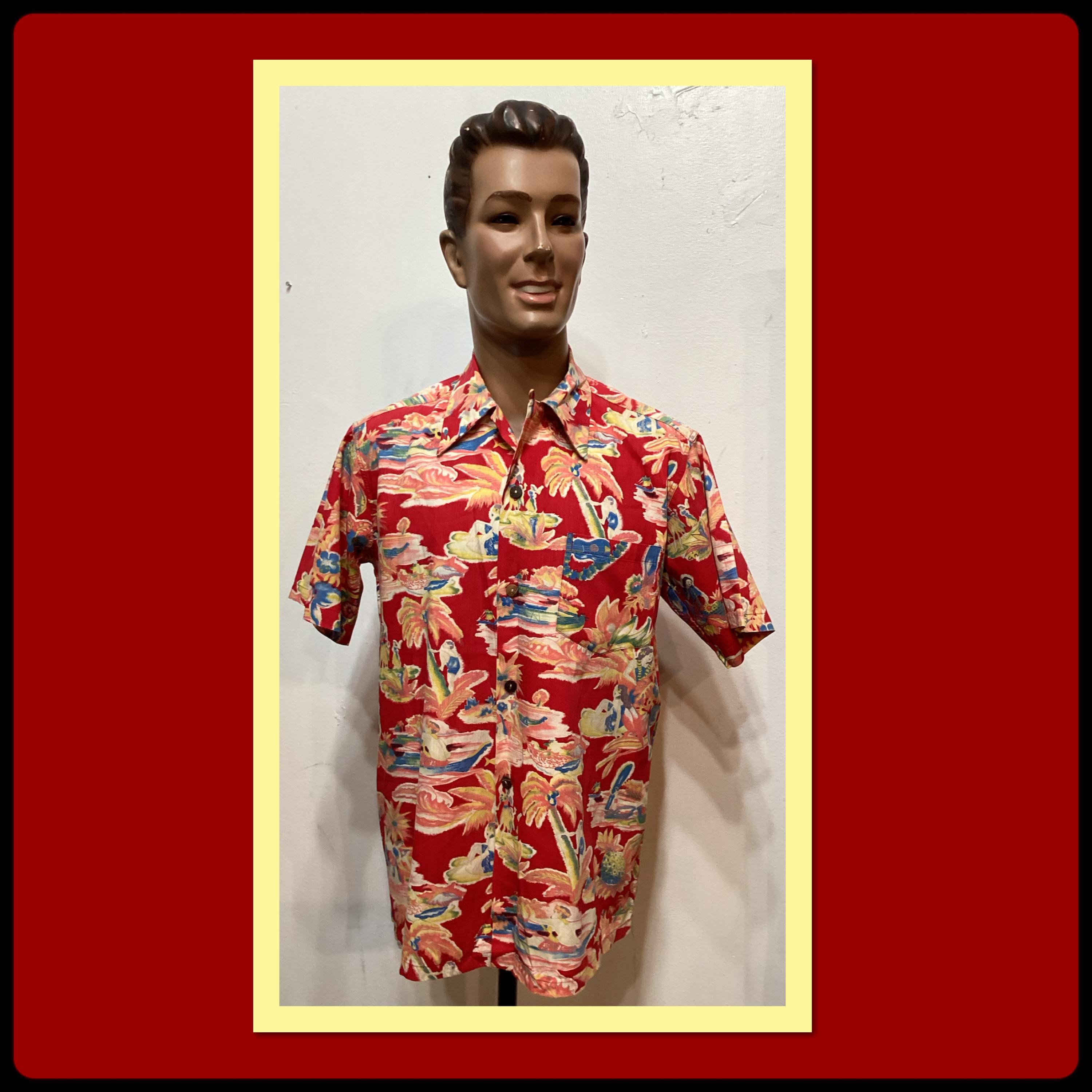HS075 Vintage 1940's/50's Cotton Hawaiian Shirt. Size Large - Etsy