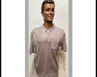 MV020 Vintage 1950's Burgundy Rayon Gabardine Shirt. Size X Large