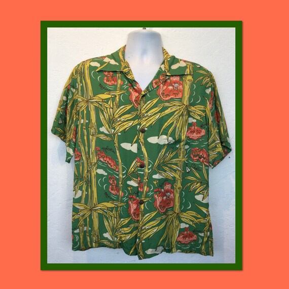 1940s vintage reproduction rayon bamboo print Sun