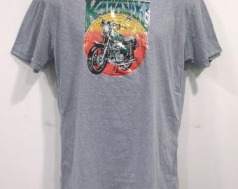 Vintage 80s Kawasaki Kx Kx80 T Shirt Cut off Sleeves Ringer Tee