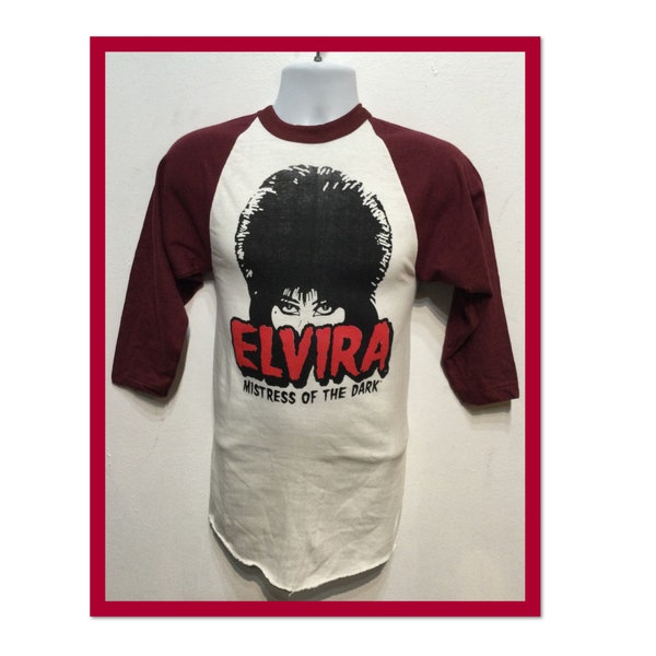 Vintage bedrukte nieuwigheid honkbal jersey "Elvira-Meesteres van de duisternis" Maat klein