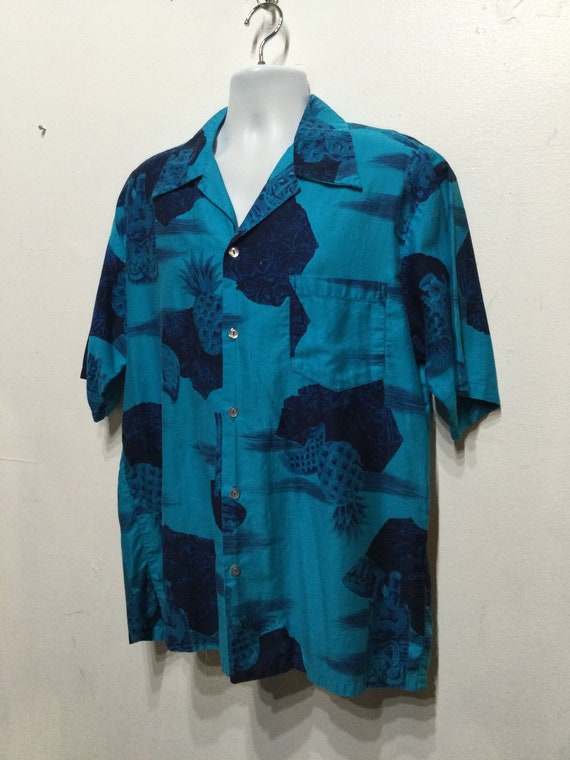 Vintage 1960s/70s cotton tiki Hawaiian shirt by P… - image 7