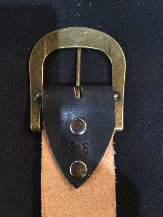 1940s style black leather antique gold  tone stud… - image 5