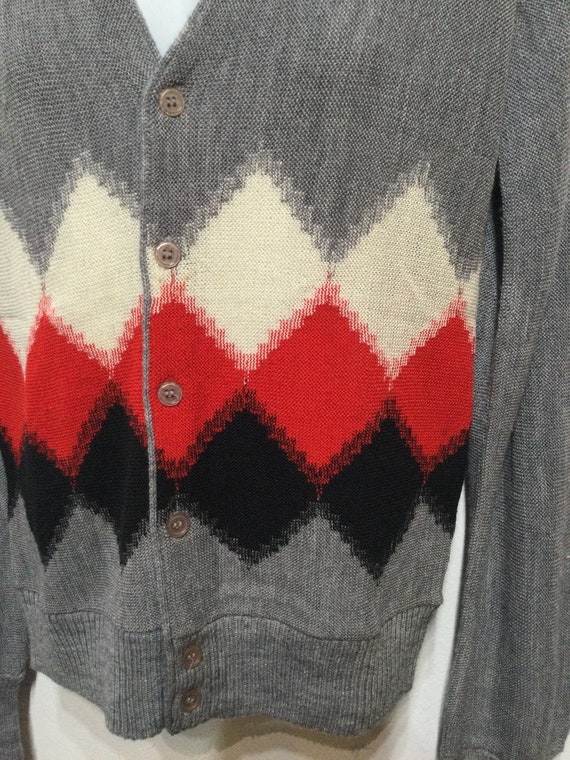 Vintage 1950s/60s argyle cardigan sweater by Saha… - image 5