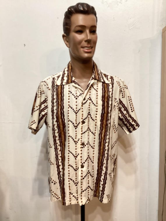 HS356  Vintage 1950's printed two tone cabana set… - image 2