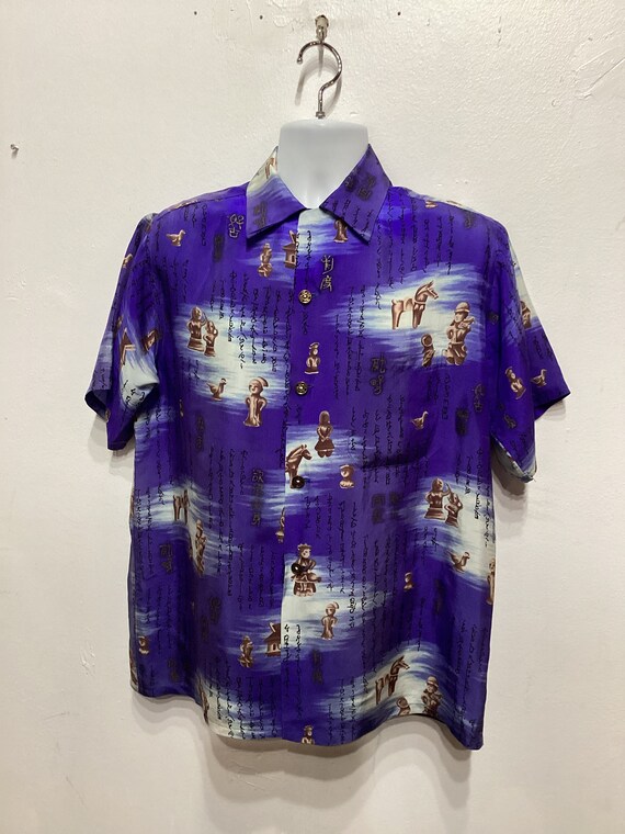 Vintage 1950s silk Hawaiian shirt by Hookano. Siz… - image 6