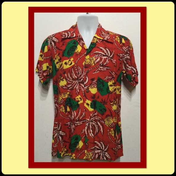 1940s vintage reproduction rayon Hawaiian shirt by