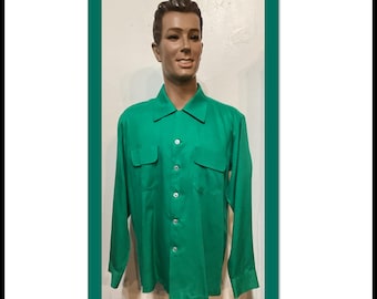 Vintage 1950's Argyle Diamond Rayon Gabardine Rockabilly Shirt