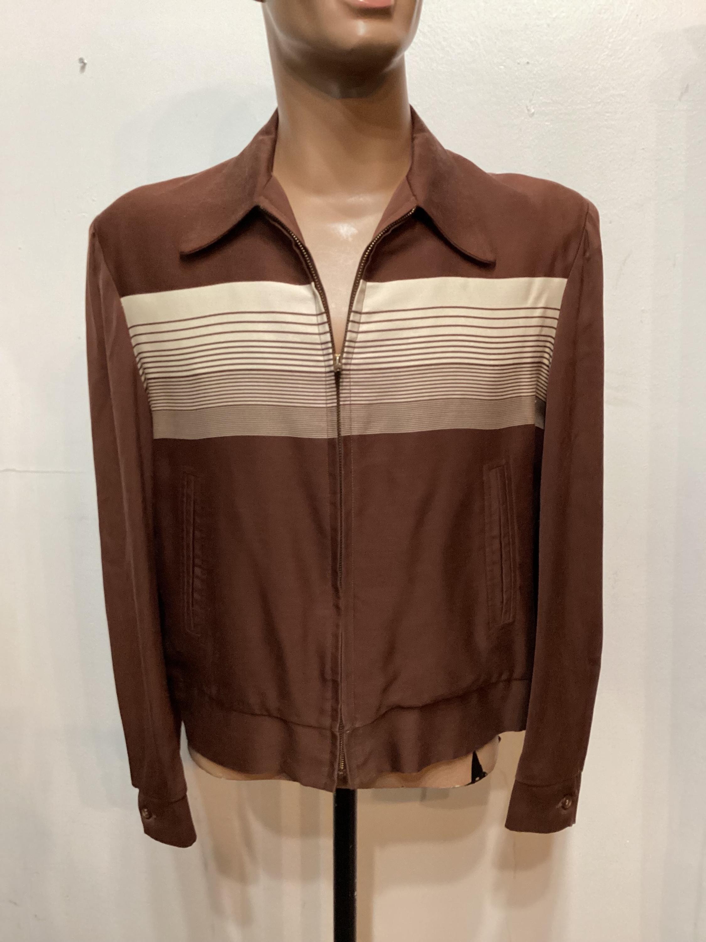 50s〜60s Stripe Gabardine Jacket MV139 Vintage 1950's Two Tone Gradient Stripe Gabardine Jacket by