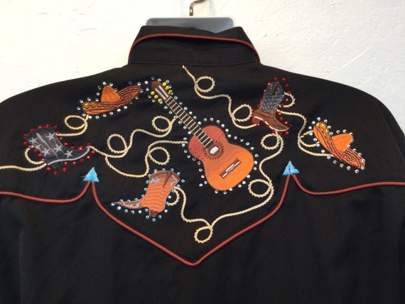 Scully 80s ウエスタンシャツ 音符 Scully Music Note Embroidered Retro Western Shirt – RR