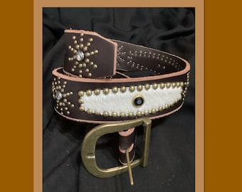 1940s Style Brown Leather Gold Tone Studded Rockabilly Western Biker Belt With White Horsehide Inlay. 27 Waist T13 - Etsy 1940s Style Brown Leather Gold Tone Studded Rockabilly Western Biker Belt With White Horsehide Inlay. 27 Waist T13 - Etsy