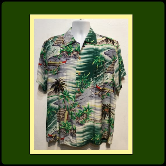 Vintage 1950s rayon Hawaiian shirt. Size large - Gem