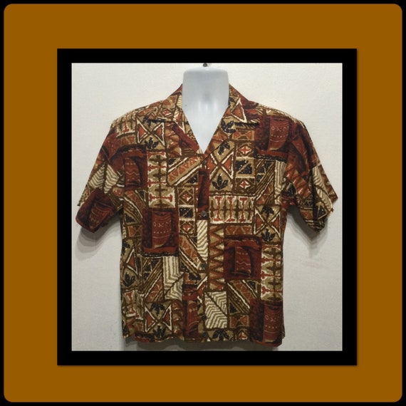 Vintage 1950s/60's tiki Hawaiian shirt/jacket by … - image 1