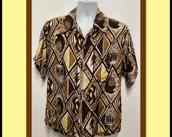 Late 40s / Early 50s Silk Japanese Edo Print Hookano