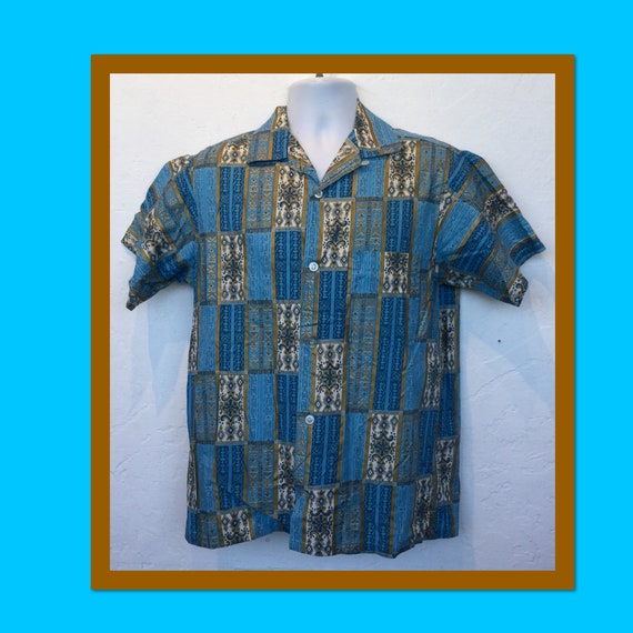 Vintage 1950s abstract print shirt with hand paint