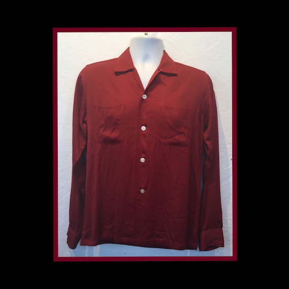 Vintage 1950s red gabardine shirt