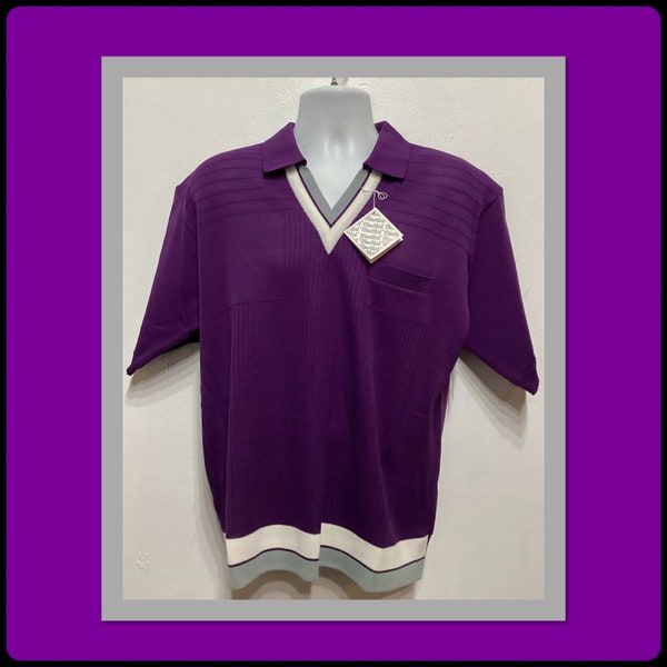 Vintage two tone Banlon style knit shirt by Martini  Size X large "Unworn Condition"