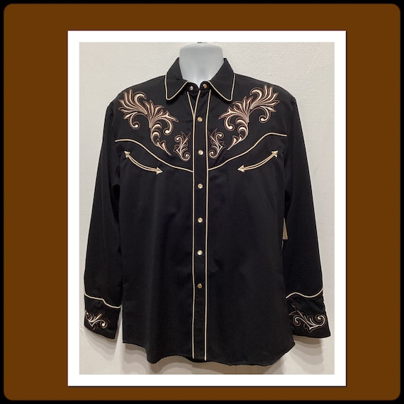 1950s vintage reproduction embroidered western shi