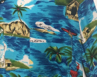 HS204 Vintage 1960s Rayon Hawaiian Shirt by National Sport Shirt