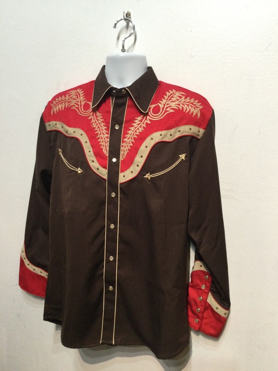 1950s vintage reproduction embroidered western sh… - image 9