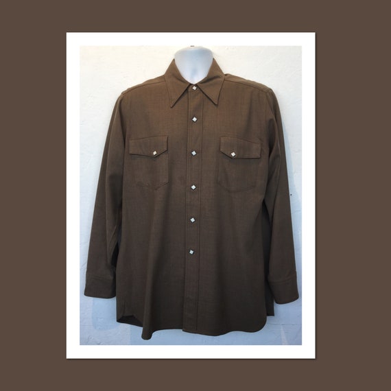 Vintage brown gabardine western shirt