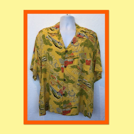 1940s vintage rayon Hawaiian shirt. Size X large