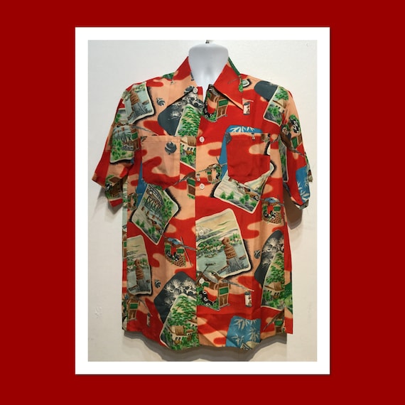 Vintage 1940s silk Hawaiian shirt
