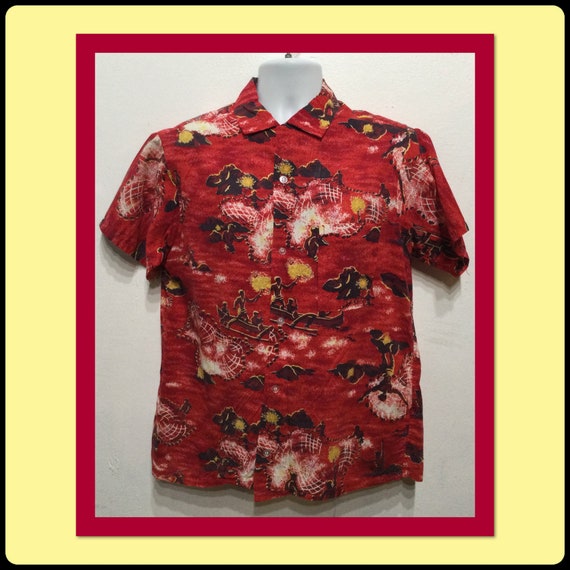 Vintage 1950s cotton Hawaiian shirt by made in Ca… - image 1