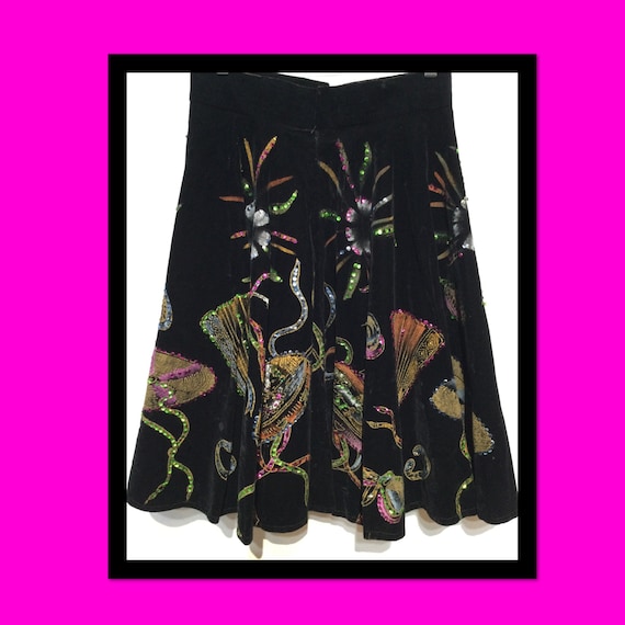Fantastic Vintage 1950s hand painted sequin velvet