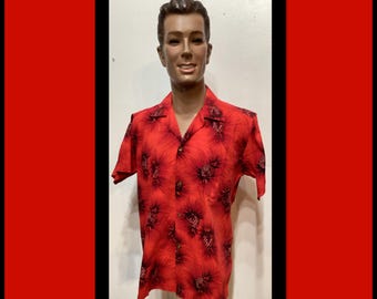 Chemise hawaïenne vintage en coton à imprimé ananas HS302 par Paradise in Hawaii. Taille moyenne