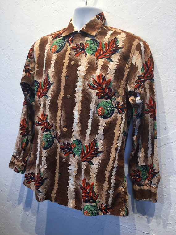 Vintage long sleeve cotton Hawaiian shirt - image 3