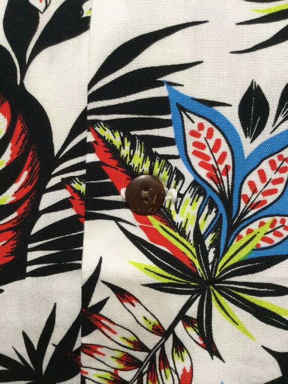 Americana 1950s style rayon atomic / tiki print s… - image 6