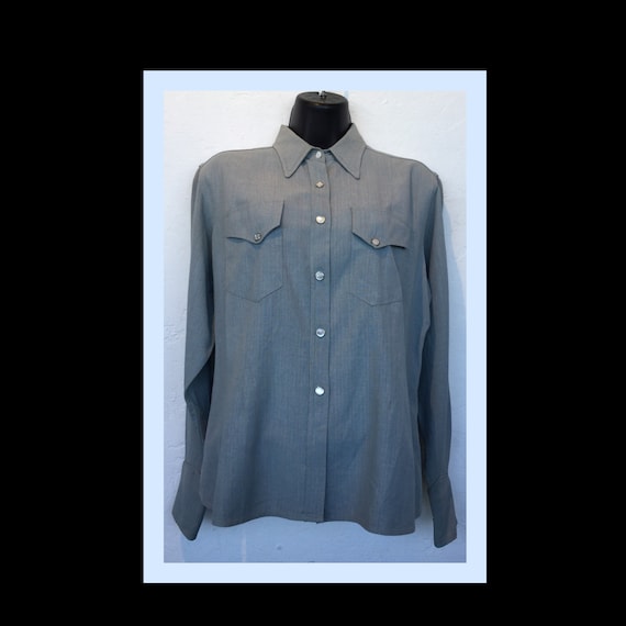 Vintage 1940s women’s rayon pin stripe western shi