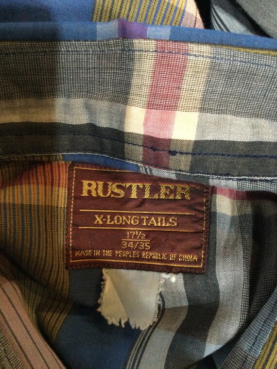 Vintage cotton plaid western shirt by Rustler. Si… - image 9