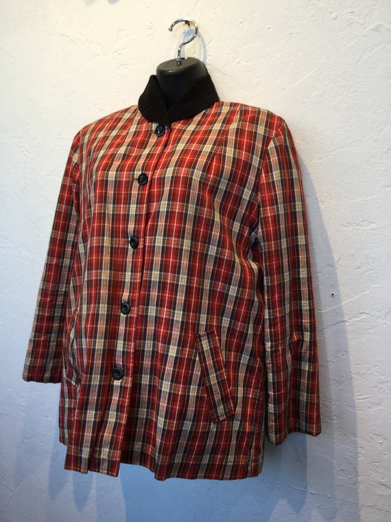 Vintage 1960s women's plaid quilted jacket - image 2