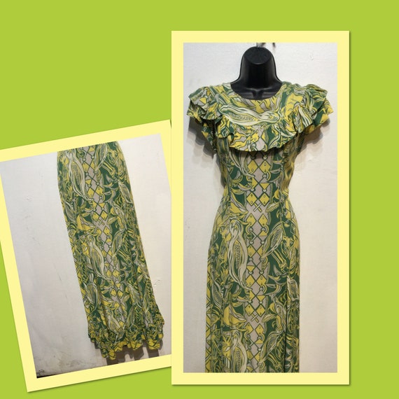Vintage 1940s Hawaiian rayon Paka Muu dress 30" w