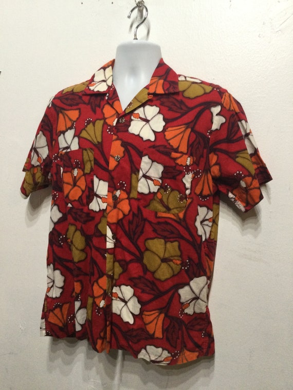 Vintage 1950s/60s cotton tiki print Hawaiian shir… - image 10