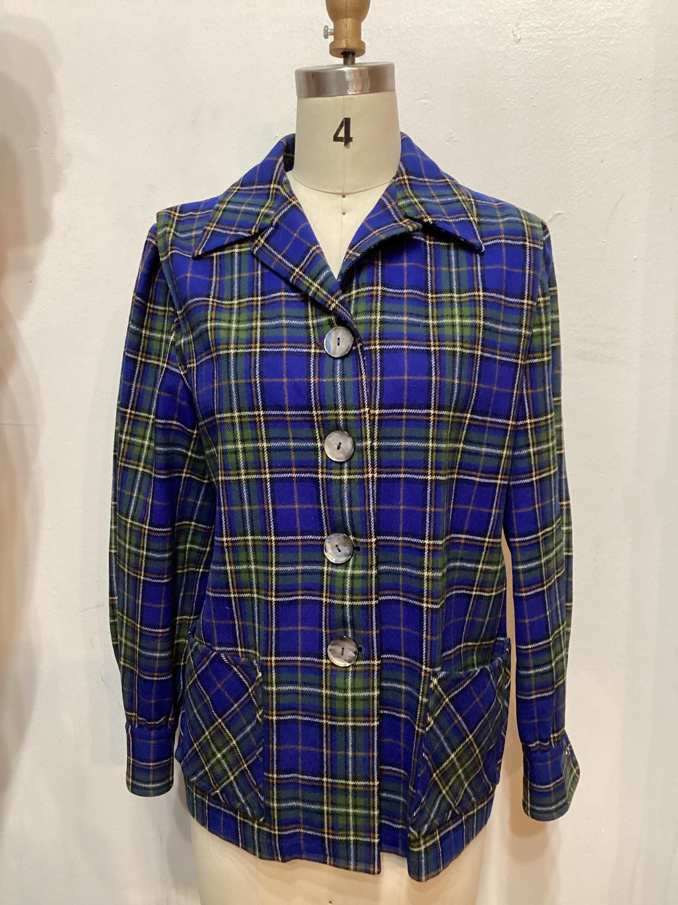 WV032 Vintage 1940's/50's Plaid Wool Women's 49'er Jacket by