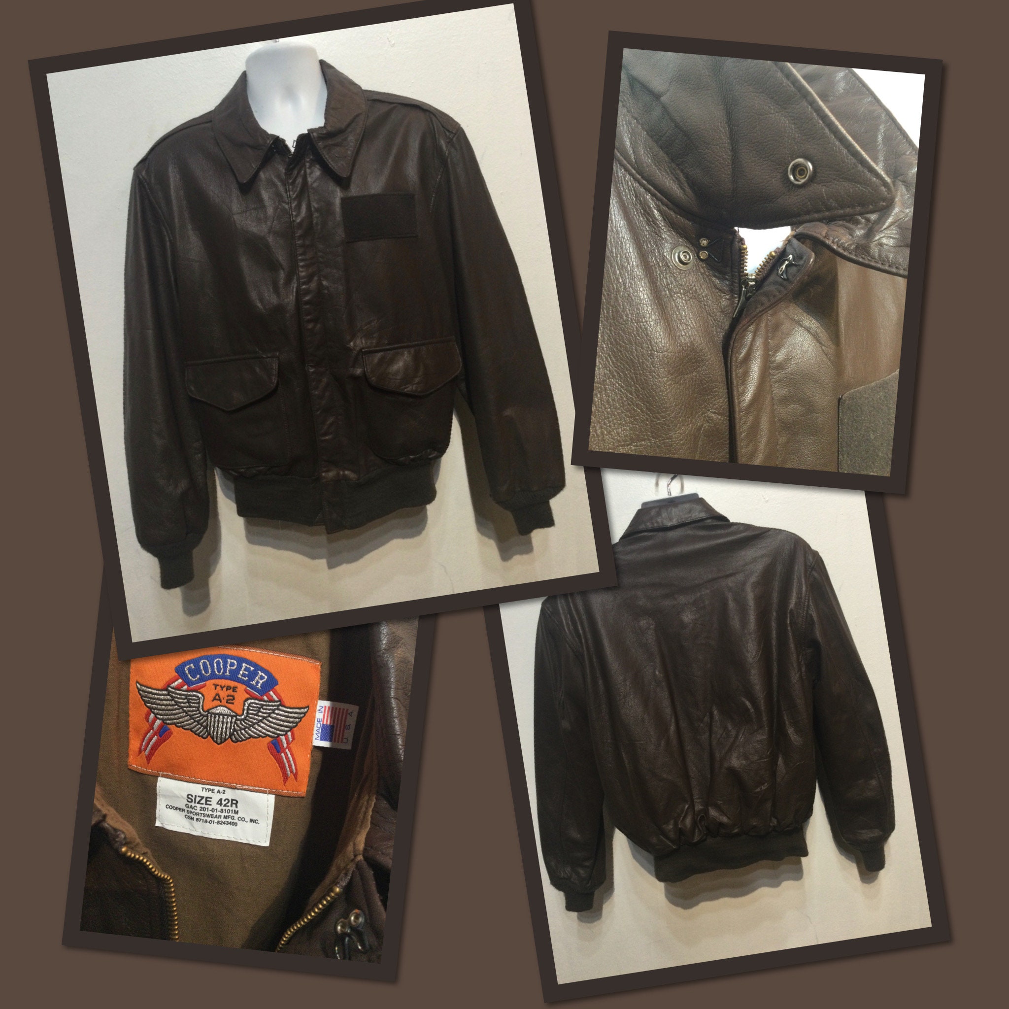 Vintage 1940s RP A-2 Bomber Leather 