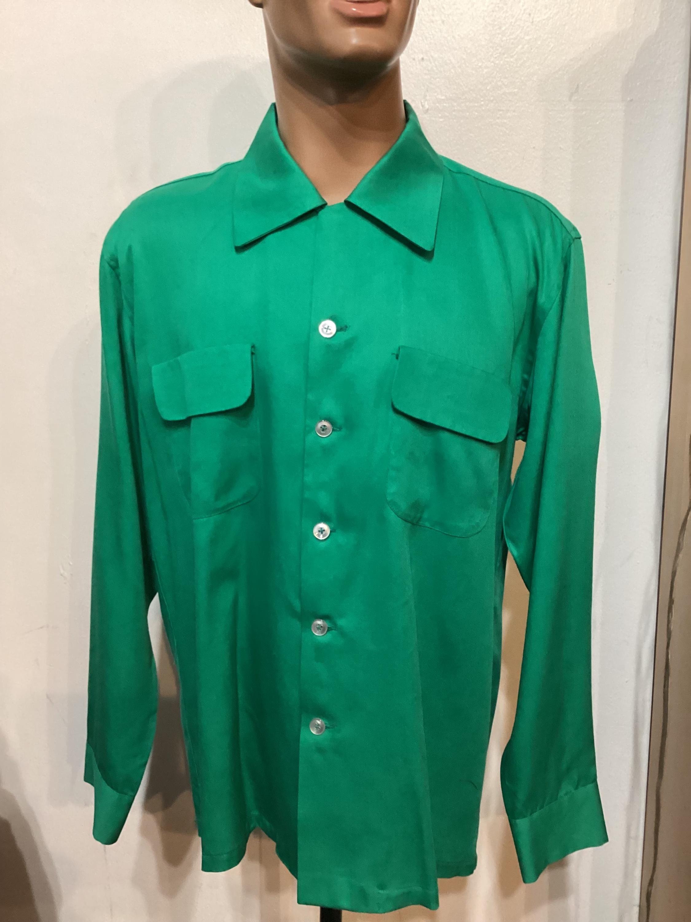 HR067 1950's Vintage Reproduction Kelly Green Rayon Gabardine