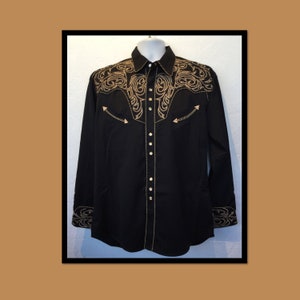 1950s vintage reproduction embroidered western shirt by Scully