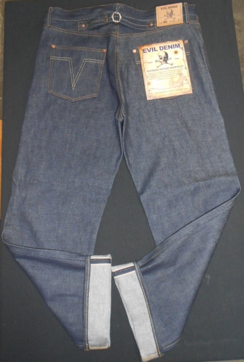 Men’s Vintage Workwear Inspired Clothing     Superior 1930s VINTAGE REPRODUCTION  Buckle Back Jeans by Evil Denim Available in 30w 32w 34w 36w 38w 40w 42w 44w 46w waist  AT vintagedancer.com