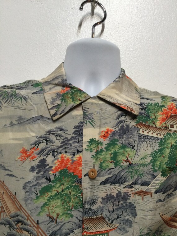 Vintage 1940s/50s silk long sleeve Hawaiian shirt… - image 9