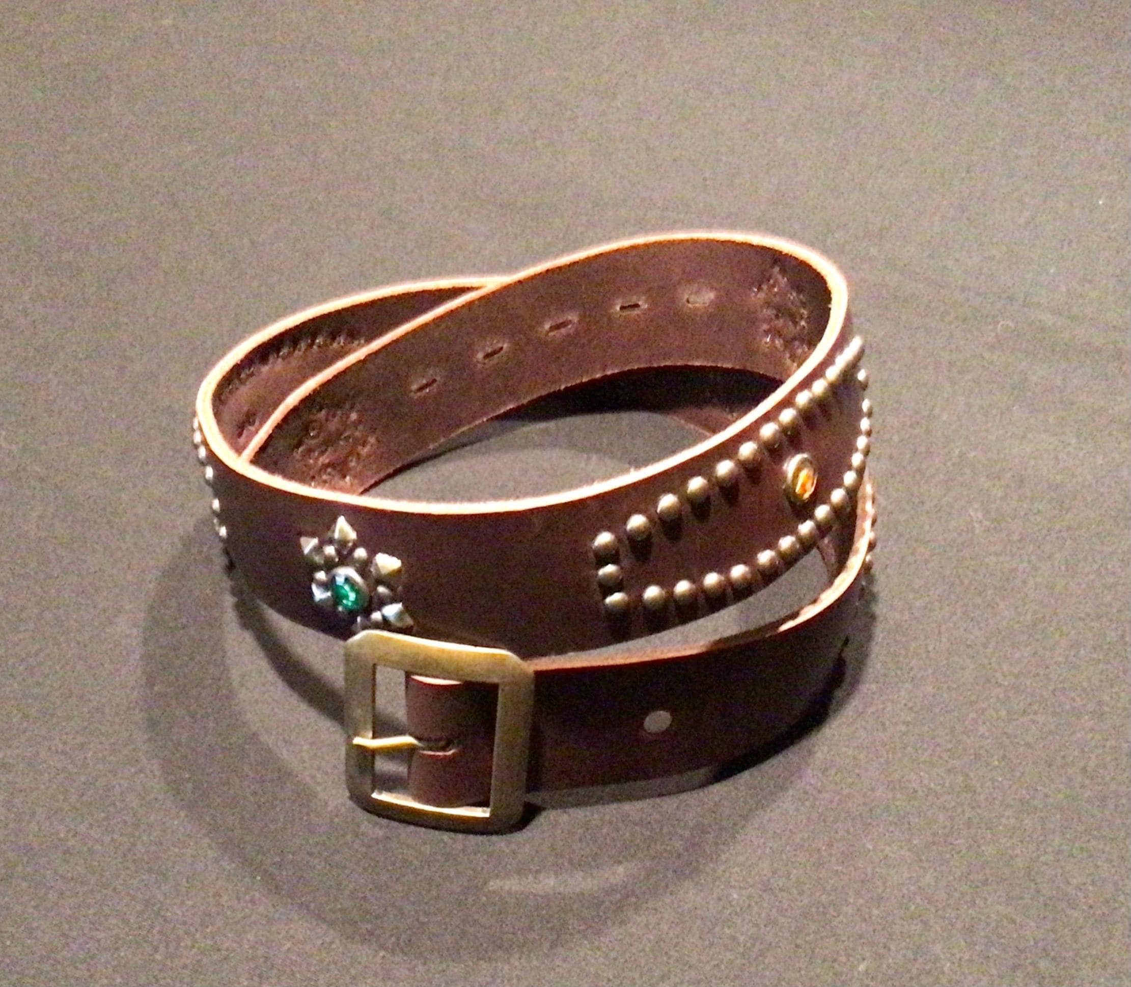 Linea Pelle Brown “Clay” Leather
Metal gold floral studded belt Brass Buckle | S LP Linea Pelle Womens XL Belt Black & Blue Vegan Faux  main image 4