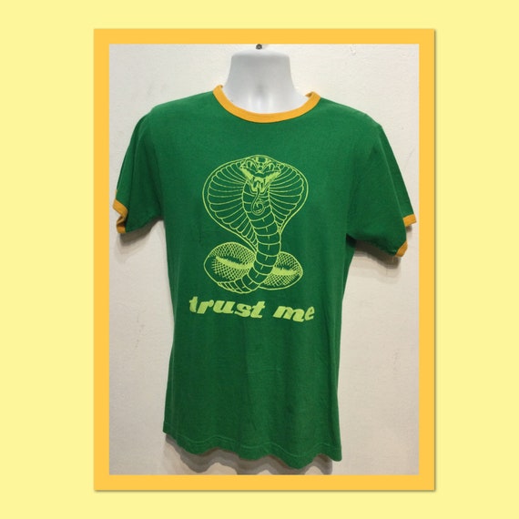 Vintage printed ringer T-shirt Cobra-"Trust Me"