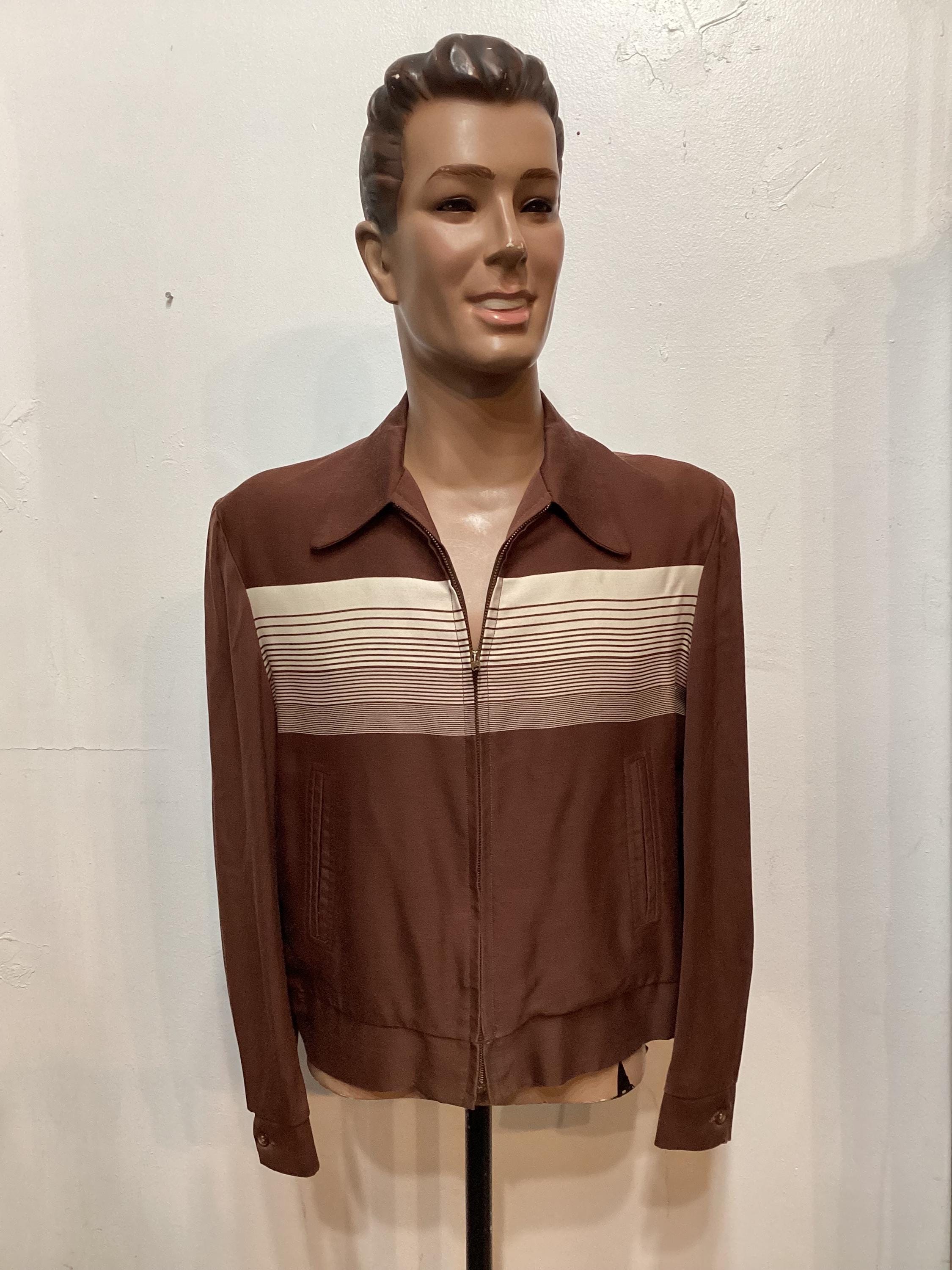 MV139 Vintage 1950's Two Tone Gradient Stripe Gabardine Jacket by