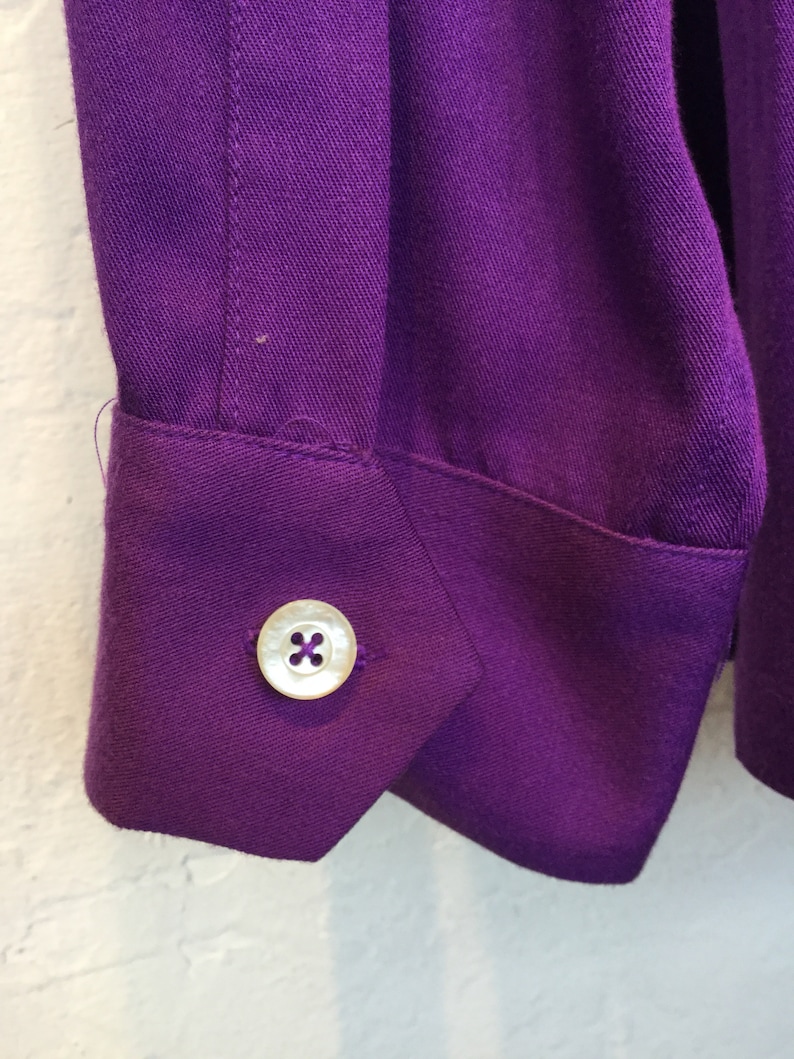 Available in X large 1950s vintage reproduction Hollywood Rogue purple rayon gabardine shirt