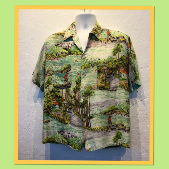 Vintage 1950s rayon Hawaiian shirt